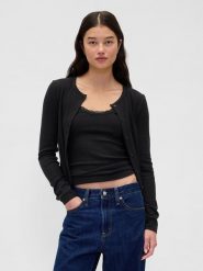 GAP Kardigan w kolorze czarnym rozmiar: XXL. Czarne swetry GAP, xxl, bez wzorów, prążkowane, bez ramiączek. Za 78.28 zł.