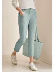 Cecil Spodnie - Slim fit - w kolorze turkusowym rozmiar: W26/L26. Niebieskie spodnie materiałowe Cecil, z aplikacjami, z materiału, klasyczne. Za 123.53 zł.