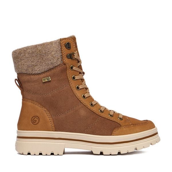 Trzewiki Remonte. Brązowe botki Remonte, bez wzorów, bez obcasa, na płaskiej podeszwie, bez zapięcia. Za 529.99 zł.