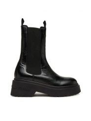 Tommy Jeans Sztyblety Tjw Chunky Shiny EN0EN02888 Czarny. Czarne botki Tommy Jeans, bez wzorów, z jeansu, bez obcasa, na płaskiej podeszwie, bez zapięcia. Za 559.99 zł.