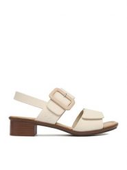 Rieker Sandały CEO-62663-61 Beżowy. Brązowe sandały Rieker, bez wzorów, ze skóry, bez obcasa, na słupku, bez zapięcia. Za 299.99 zł.