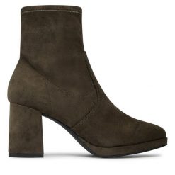 Botki s.Oliver. Zielone botki S.Oliver, bez wzorów, bez obcasa, na słupku, bez zapięcia. Za 209.99 zł.