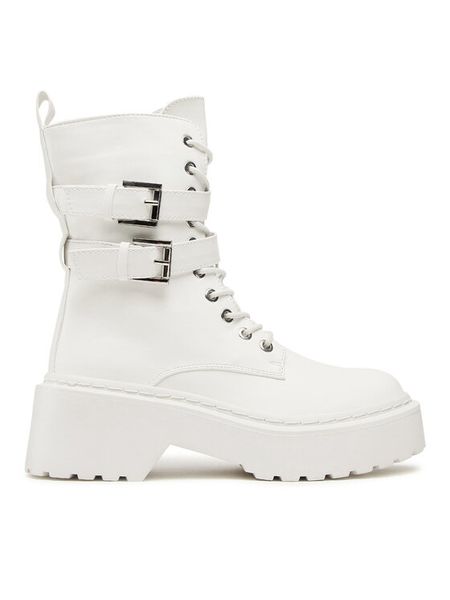 DeeZee Trapery WS5656-01 Biały. Białe traperki DeeZee, bez wzorów, ze skóry, bez obcasa, bez zapięcia. Za 179.99 zł.