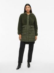 Vila Płaszcz pikowany "Vitone" w kolorze ciemnozielonym rozmiar: 38. Zielone płaszcze Vila, bez wzorów, bez kaptura. Za 205.93 zł.