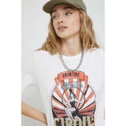 Only t-shirt bawełniany kolor biały. Białe t-shirty ONLY, bez wzorów, z bawełny, bez kołnierzyka, bez ramiączek. Za 79.99 zł.