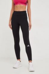 Adidas Performance legginsy do biegania. Czarne legginsy adidas Performance, bez wzorów, z materiału. W wyprzedaży za 239.99 zł.
