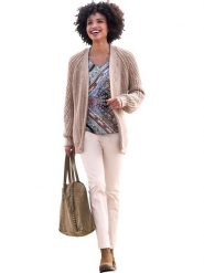 Heine Dżinsy - Slim fit - w kolorze beżowym rozmiar: 48. Brązowe jeansy Heine, bez wzorów, z podwyższonym stanem. Za 62.03 zł.