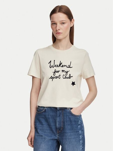 Weekend Max Mara T-Shirt Edison 2625976041 Kremowy Regular Fit. Białe t-shirty Weekend Max Mara, xs, bez wzorów, z bawełny, bez kołnierzyka, bez ramiączek. Za 444.99 zł.