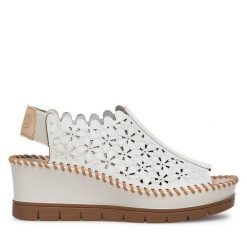 Sandały Rieker. Białe sandały Rieker, bez wzorów, bez obcasa, na koturnie, bez zapięcia. Za 339.99 zł.