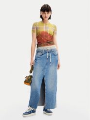 Desigual T-Shirt Double 24WWTK27 Kolorowy Slim Fit. T-shirty Desigual, xs, bez wzorów, z syntetyku, bez kołnierzyka, bez ramiączek. Za 149.99 zł.