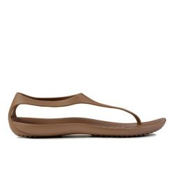 Sandały japonki damskie sportowe Crocs Sexi Flip Wmns. Brązowe sandały Crocs, bez wzorów, z materiału, sportowe, bez obcasa, bez zapięcia. Za 189.00 zł.
