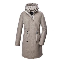 Parka dla kobiet Killtec GW 46. Brązowe płaszcze GIGA DX, bez wzorów, z materiału, z kapturem. Za 821.10 zł.