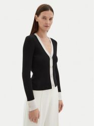 Motivi Kardigan M4376000732N Czarny Slim Fit. Czarne swetry Motivi, m, bez wzorów, z wiskozy, bez ramiączek. Za 139.99 zł.