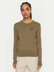 Aeronautica Militare Sweter 242MA1502DL506 Zielony Regular Fit. Zielone swetry Aeronautica Militare, s, bez wzorów, z bawełny, bez ramiączek. Za 249.99 zł.