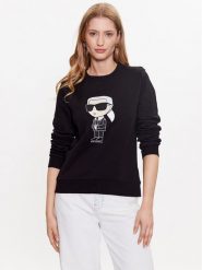 KARL LAGERFELD Bluza Ikonik 2.0 230W1800 Czarny Regular Fit. Czarne bluzy KARL LAGERFELD, xs, bez wzorów, z bawełny, bez kaptura. Za 459.99 zł.