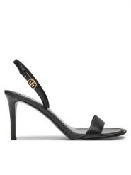 Tory Burch Sandały Double T Buckle 160240 Czarny. Czarne sandały Tory Burch, bez wzorów, ze skóry, bez obcasa, na szpilce, bez zapięcia. Za 1,179.00 zł.