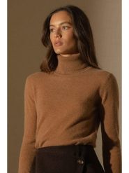 Perfect Cashmere Kaszmirowy golf "Ashley" w kolorze karmelowym rozmiar: XXL. Brązowe swetry Perfect Cashmere, xxl, bez wzorów, z kaszmiru, bez ramiączek. Za 367.22 zł.