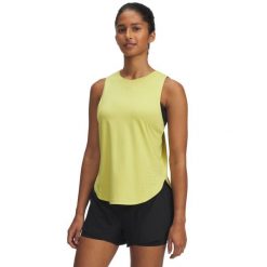 Damski tank top Under Armour Launch Elite. Żółte topy Under Armour, bez wzorów, sportowe, bez kołnierzyka, bez ramiączek. Za 276.50 zł.