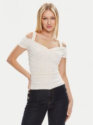 Guess Bluzka Emily W4GP17 KBEM0 Écru Slim Fit. Bluzki Guess, xs, z aplikacjami, z syntetyku, bez kołnierzyka, bez ramiączek. Za 469.99 zł.