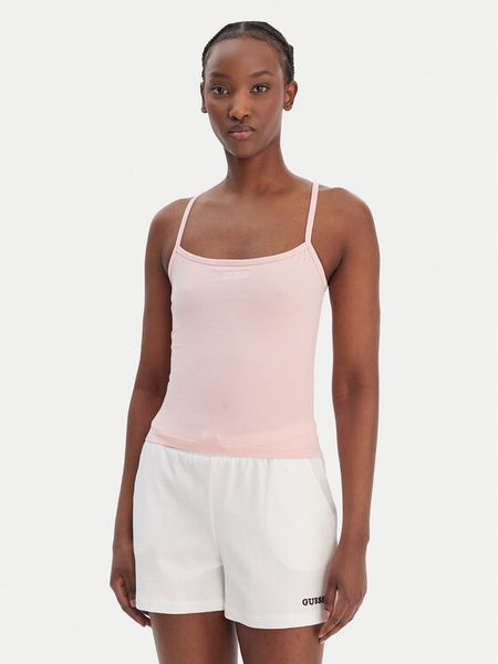 Guess Top E6GP02 J1314 Różowy Regular Fit. Czerwone topy Guess, xl, z aplikacjami, z bawełny, bez kołnierzyka, bez ramiączek. Za 95.99 zł.