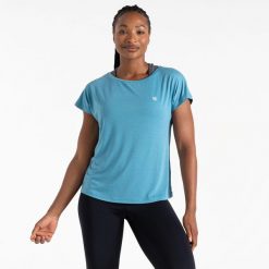 Persisting damska koszulka szybkoschnąca. Niebieskie t-shirty sportowe Dare 2b, bez wzorów, z lyocellu, bez ramiączek. Za 45.00 zł.