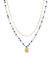 Elli Damski warstwowy, zawieszka muszlowa szklane koraliki kolorowe lato Trend w pozłacanym srebrze 925 Sterling Silver Naszyjniki 1 ct. Szare naszyjniki Elli, z materiału, pozłacane. Za 293.99 zł.