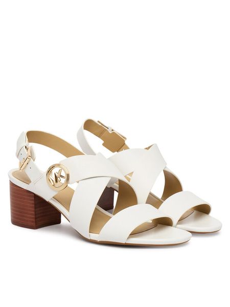 MICHAEL Michael Kors Sandały Vera Mid 40S4VEMS1L Écru. Białe kozaki MICHAEL Michael Kors, bez wzorów, ze skóry, bez obcasa, na słupku, bez zapięcia. Za 665.99 zł.