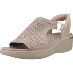Sandały SKECHERS 188001S Nago. Szare sandały Skechers, bez wzorów, z tkaniny, bez obcasa, bez zapięcia. Za 365.99 zł.