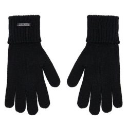Rękawiczki Damskie Guess. Czarne rękawiczki Guess, z aplikacjami, z dzianiny. Za 129.99 zł.