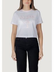 Guess T-Shirt V5GI18 I3Z14 Biały Regular Fit. Białe t-shirty Guess, xs, z aplikacjami, z bawełny, bez kołnierzyka, bez ramiączek. Za 97.00 zł.