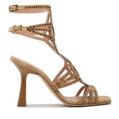 Sandały Alberta Ferretti. Brązowe sandały Alberta Ferretti, bez wzorów, bez obcasa, na słupku, bez zapięcia. Za 2,649.00 zł.