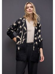 Street One Kardigan w kolorze czarno-kremowym rozmiar: 40. Brązowe swetry Street One, bez wzorów, z bawełny, street, bez ramiączek. Za 174.84 zł.