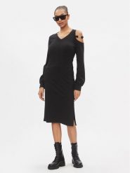 Liu Jo Sport Sukienka codzienna TA4057 JS182 Czarny Regular Fit. Czarne sukienki Liu Jo Sport, na co dzień, s, bez wzorów, z wiskozy, sportowe, bez kołnierzyka, bez ramiączek, proste. Za 699.99 zł.