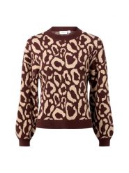 Vila Sweter damski z dzianiny - VITip Kobiety brązowy|beżowy wzorzysty, S. Brązowe swetry Vila, s, bez wzorów, z dzianiny, eleganckie, bez ramiączek. Za 199.95 zł.