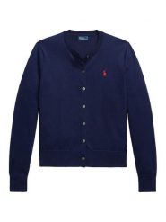 Polo Ralph Lauren Kardigan 211971871004 Granatowy Slim Fit. Niebieskie swetry Polo Ralph Lauren, m, bez wzorów, z bawełny, bez ramiączek. Za 859.99 zł.