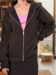 Rozpinana bluza z kapturem oversize - brązowy. Brązowe bluzy z kapturem Sinsay, l, bez wzorów, z kapturem. Za 49.99 zł.