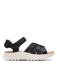 Clarks Skórzane sandały "DashLite Cross" w kolorze czarnym rozmiar: 37,5. Czarne sandały Clarks, bez wzorów, klasyczne, z otwartym noskiem, bez obcasa, bez zapięcia. Za 201.95 zł.