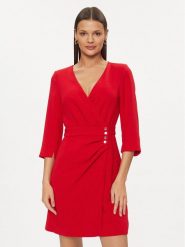 Morgan Sukienka koktajlowa 241-RUBI Czerwony Regular Fit. Czerwone sukienki Morgan, bez wzorów, z syntetyku, wizytowe, bez kołnierzyka, bez ramiączek. Za 389.99 zł.
