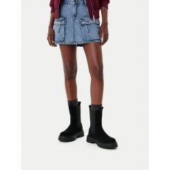 Sztyblety G-Star. Czarne botki G-Star, bez wzorów, retro, bez obcasa, na płaskiej podeszwie, bez zapięcia. Za 479.99 zł.