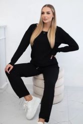 Komplet sweterkowy Bluza + Spodnie czarny. Czarne bluzy KESI, l, bez wzorów, z poliesteru, bez kaptura, trekkingowe. Za 297.97 zł.