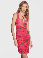 Pinko Sukienka codzienna Avvinto 100954 A0SP Różowy Slim Fit. Czerwone sukienki Pinko, na co dzień, xl, bez wzorów, z syntetyku, bez kołnierzyka, bez ramiączek, proste. Za 619.99 zł.
