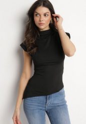 Czarna Bluzka Satynowa z Wiskozą z Usztywnionymi Ramionami Ardisna. Czarne bluzki Born2be, m, bez wzorów, z satyny, eleganckie, bez kołnierzyka, bez ramiączek. W wyprzedaży za 55.24 zł.