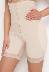 Beżowe Majtki Modelujące z Wysokim Stanem i Push-Upem Venalsse. Brązowe bielizna modelująca Born2be, bez wzorów, z koronki, z podwyższonym stanem. Za 79.99 zł.