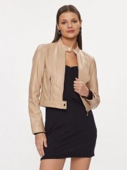 Liu Jo Kurtka skórzana CA4256 P0336 Beżowy Regular Fit. Brązowe kurtki Liu Jo, bez wzorów, ze skóry, bez kaptura. Za 1,169.00 zł.