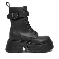 Trzewiki Altercore. Czarne botki Altercore, bez wzorów, bez obcasa, na słupku, bez zapięcia. Za 509.99 zł.