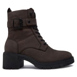 Botki Marco Tozzi. Szare botki Marco Tozzi, bez wzorów, bez obcasa, na słupku, bez zapięcia. Za 229.99 zł.