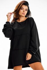 Bluza damska oversize długa z kieszenią kangurka czarna. Czarne bluzy Infinite You, l, bez wzorów, z bawełny, bez kaptura, trekkingowe. Za 269.00 zł.