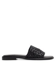 Simple Klapki MORELLA 34154 Czarny. Czarne klapki Simple, bez wzorów, ze skóry, bez obcasa, bez zapięcia. Za 319.99 zł.