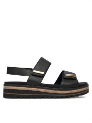 Remonte Sandały CEO-D0Q59-00 Czarny. Czarne sandały Remonte, bez wzorów, ze skóry, bez obcasa, na płaskiej podeszwie, bez zapięcia. Za 379.99 zł.