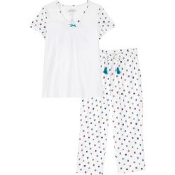 Piżama ze spodniami 3/4 bonprix biel wełny wzorzysty. Piżamy marki bonprix. Za 37.99 zł.